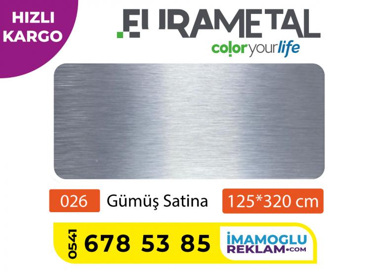 125x320 4mm gümüş satine Alüminyum Kompozit Panel Eurametal  silver satin composite panel , gümüş satine sistem kompozit panel 